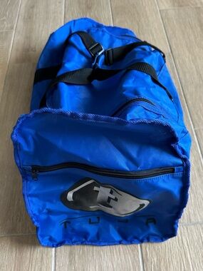 Vintage blue Tusa scuba & snorkeling gear bag with mesh
